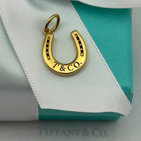 Tiffany & Co. Lucky 1837 Horseshoe Charm Pendant Yellow Gold 750 W /Pouch & Box - Picture 1 of 10